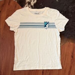 Rank 45 White and Blue Striped Women's Short Sleeve Tee